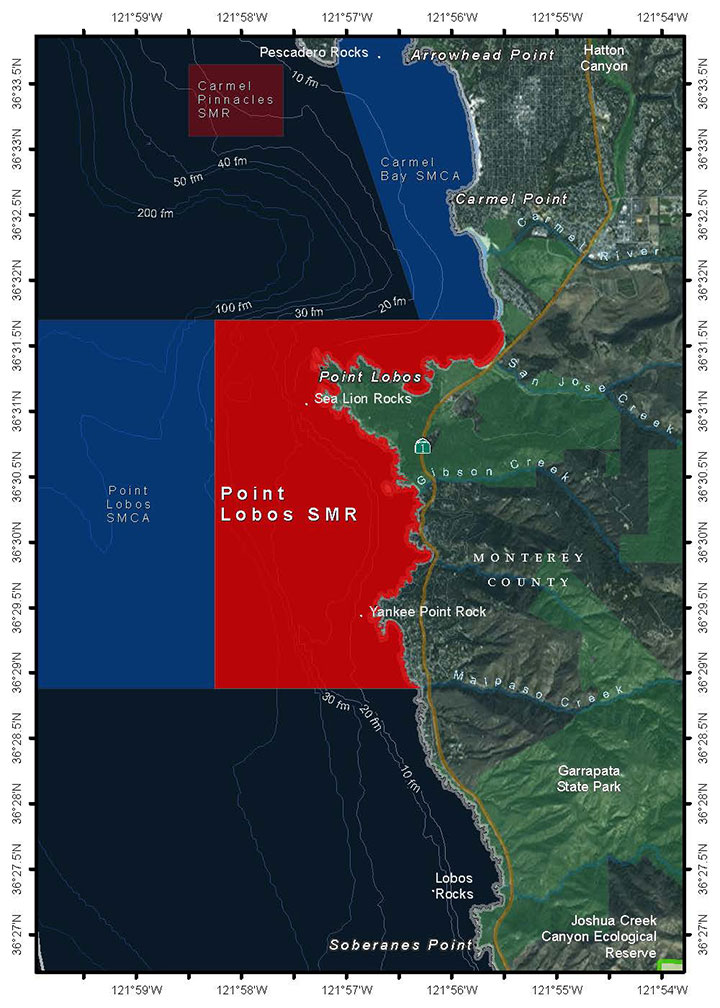 Map of Point Lobos State Marine Reserve - click to enlarge in new tab